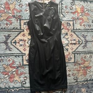 Calvin Klein Black Faux Leather Midi Dress - Size 4